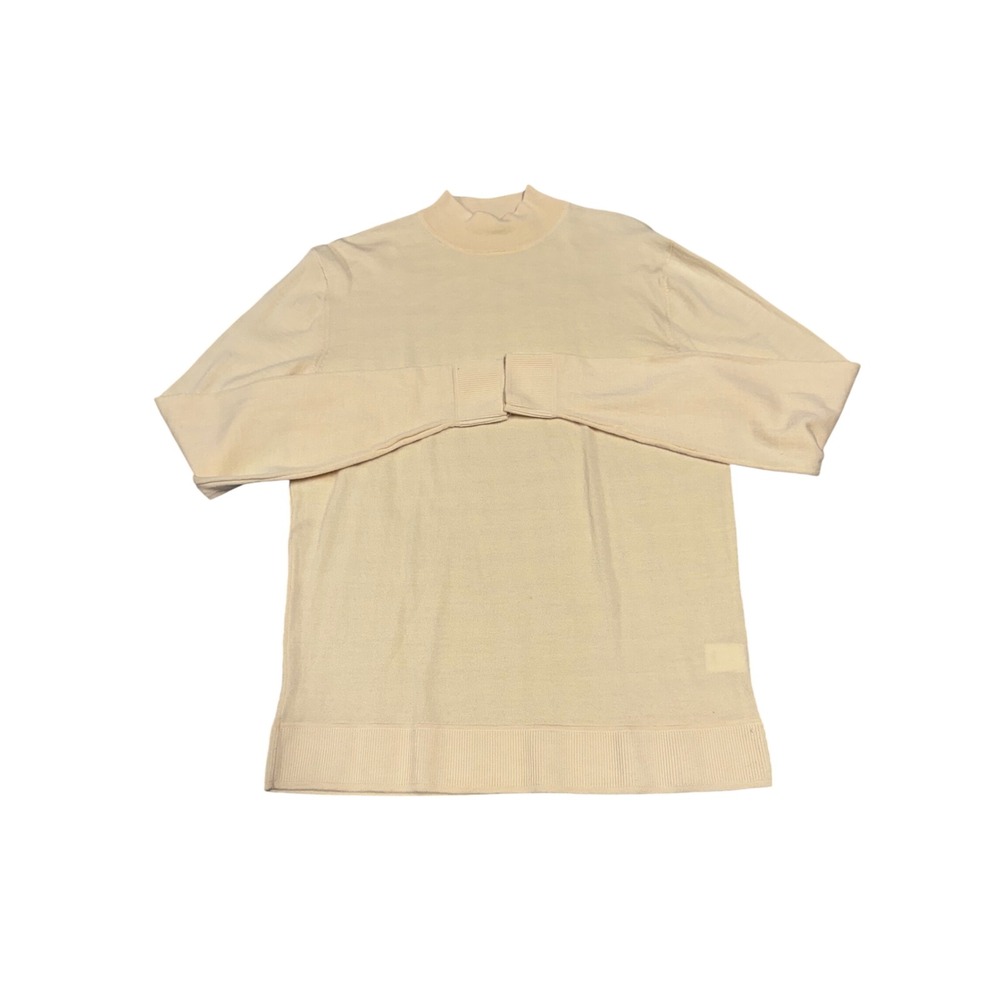 Murano 100% Merino Wool Mock Neck Sweater Cream Italian Yarn Womens Large